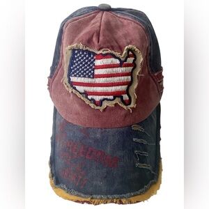 America Baseball Hat Adjustable USA Map Freedom Liberty By BJB 100% Cotton
